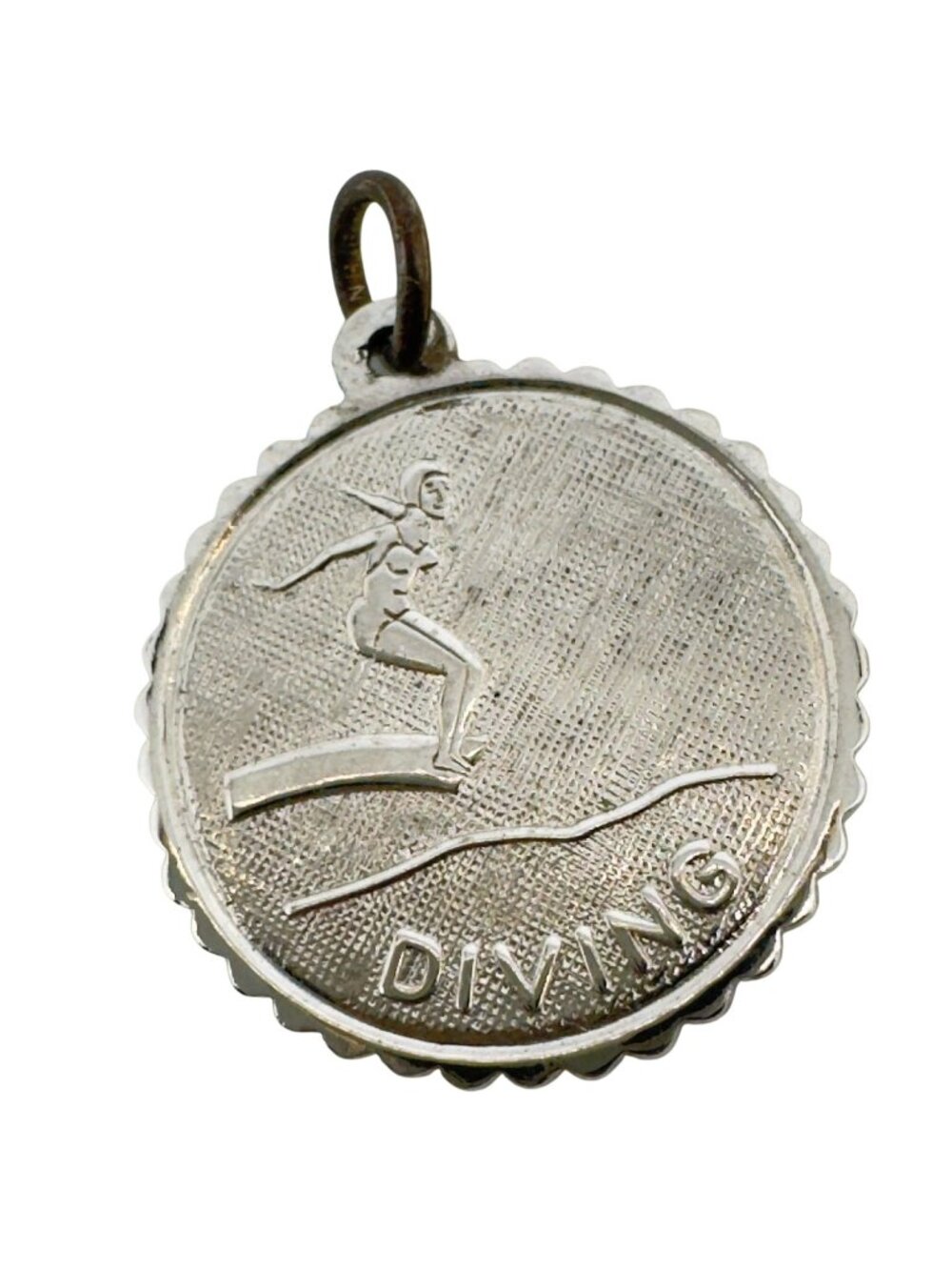 Elco Sterling 925 Silver 60s Diving Vtg Round Charm Pendant Scalloped